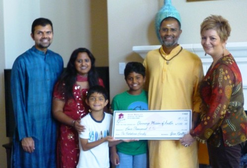$4,000.00 Donated to Chinmaya Mission Austin and $910.10 donated to Williamson County Child Advocacy Center on behalf of the Vadodaria Family