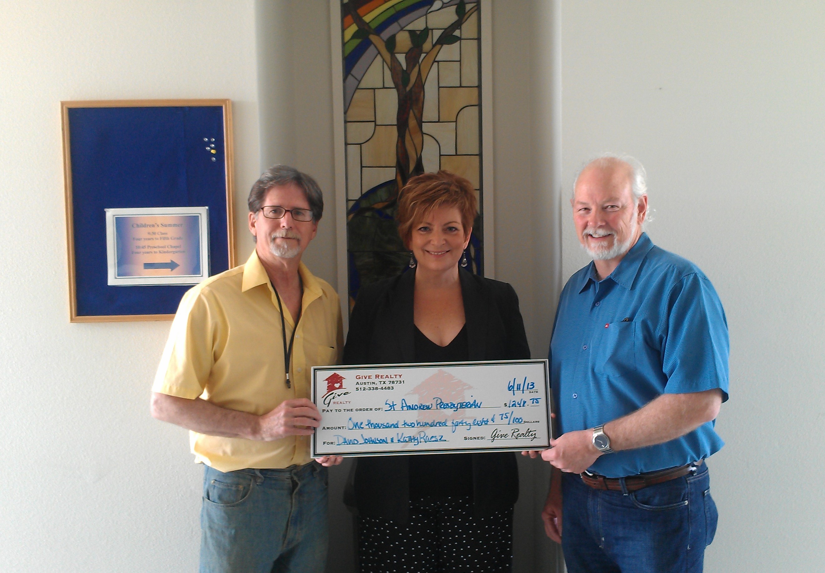 $1,248.75 Donated to St. Andrew’s Presbyterian Church on Behalf of Dave Johnson & Kathy Raesz
